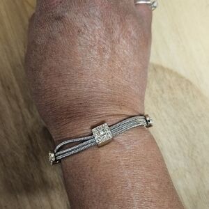 Vintage Crystal & Silver 3-strand Cable Bracelet